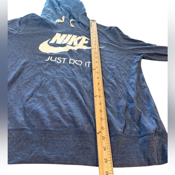 Nike Hoodie Size Large Heathered Blue Lightweight Kangaroo Pocket Long Sleeve - Picture 10 of 10